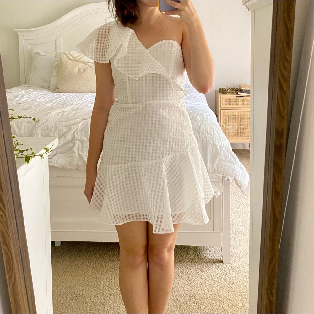 One Shoulder White Dress